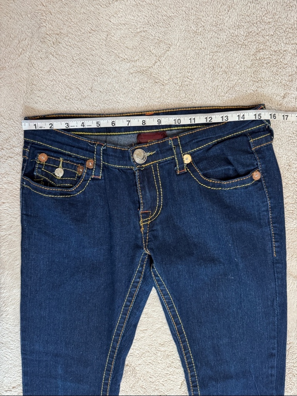 True Religion Joey Super T Indigo Dark Wash Flared Leg Jeans sz 31 - Picture 5 of 12